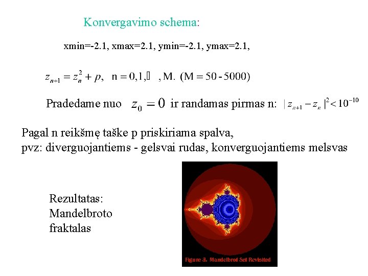 Konvergavimo schema: xmin=-2. 1, xmax=2. 1, ymin=-2. 1, ymax=2. 1, Pradedame nuo ir randamas