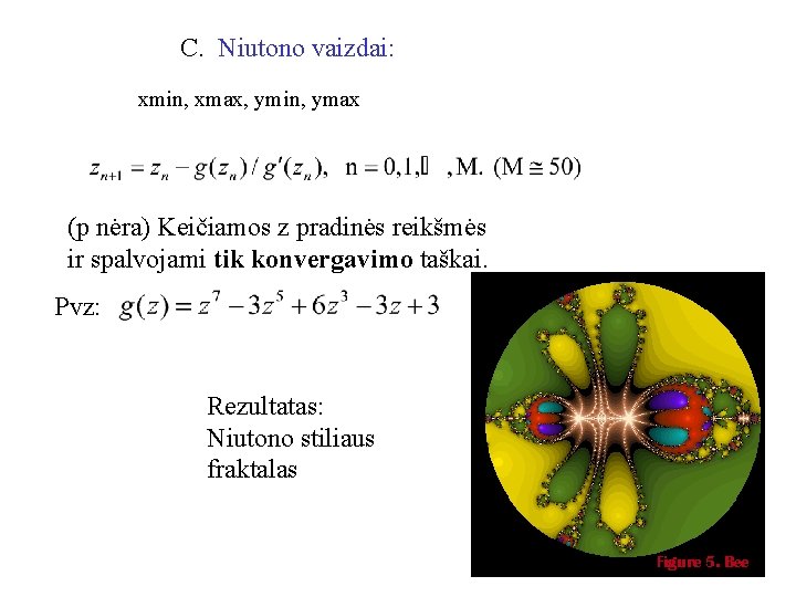 C. Niutono vaizdai: xmin, xmax, ymin, ymax (p nėra) Keičiamos z pradinės reikšmės ir