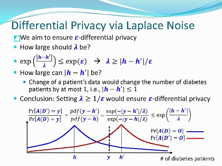 Differential Privacy via Laplace Noise � # of diabetes patients 