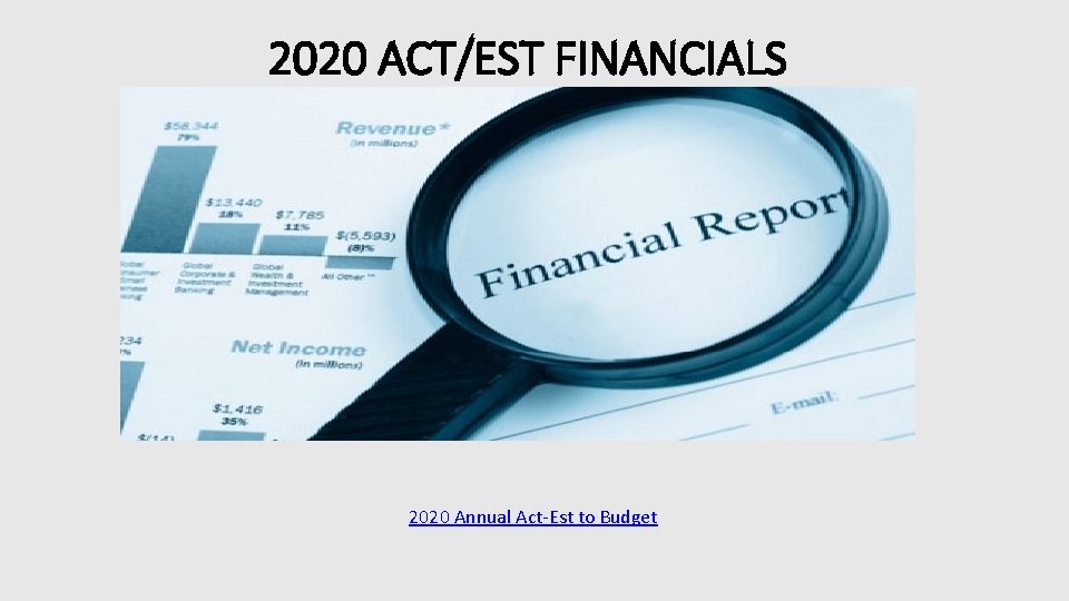 2020 ACT/EST FINANCIALS 2020 Annual Act-Est to Budget 