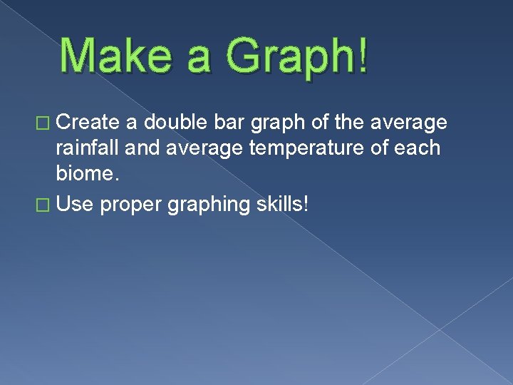 Make a Graph! � Create a double bar graph of the average rainfall and