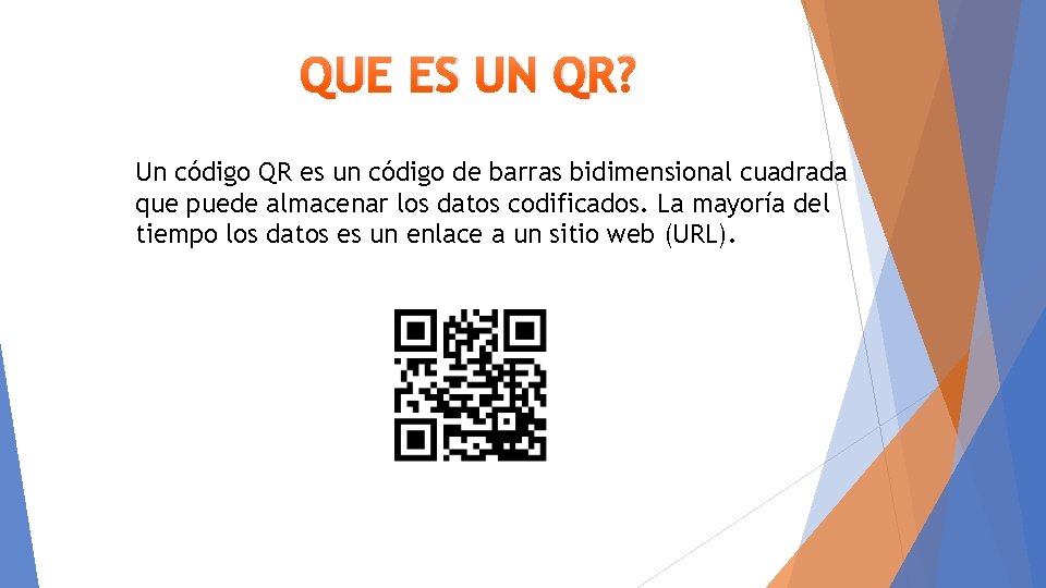 QUE ES UN QR? Un código QR es un código de barras bidimensional cuadrada