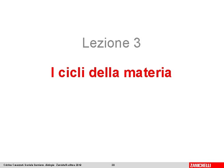 Lezione 3 I cicli della materia Cristina Cavazzuti, Daniela Damiano, Biologia, Zanichelli editore 2019