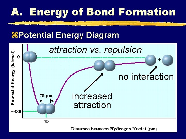 A. Energy of Bond Formation z. Potential Energy Diagram attraction vs. repulsion no interaction A. Energy of Bond Formation z. Potential Energy Diagram attraction vs. repulsion no interaction