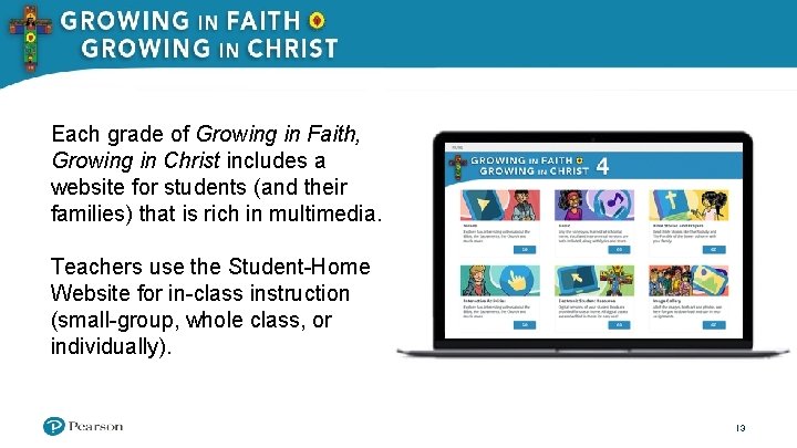 Each grade of Growing in Faith, Growing in Christ includes a website for students