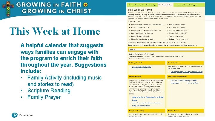 This Week at Home A helpful calendar that suggests ways families can engage with