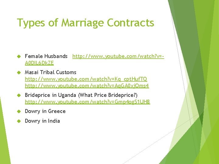 Types of Marriage Contracts Female Husbands http: //www. youtube. com/watch? v=A 0 DIL 6