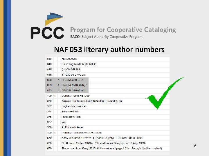 NAF 053 literary author numbers 16 