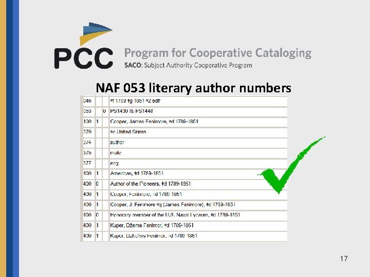 NAF 053 literary author numbers 17 