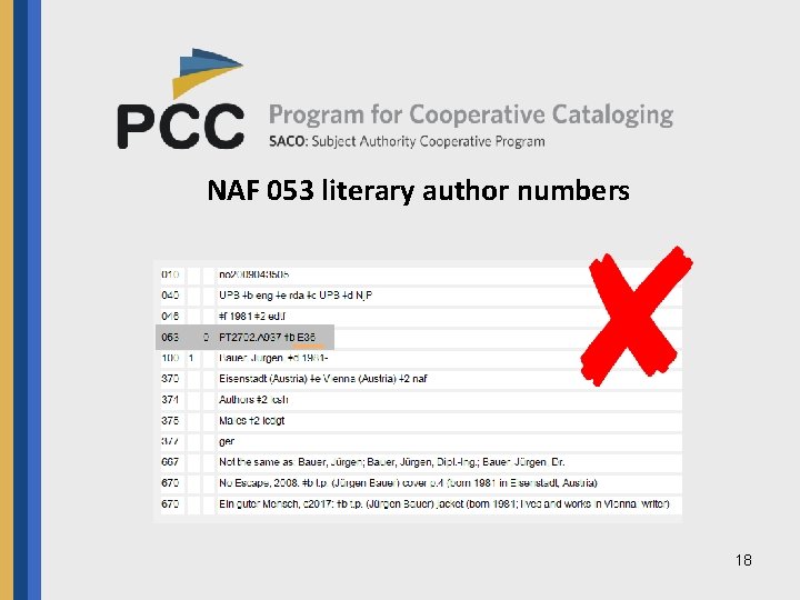 NAF 053 literary author numbers 18 