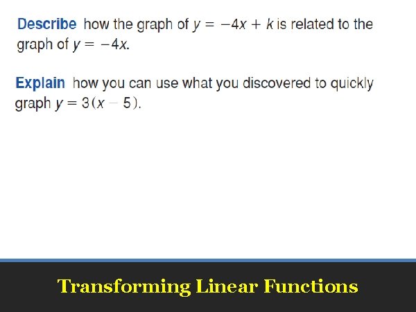 Transforming Linear Functions 
