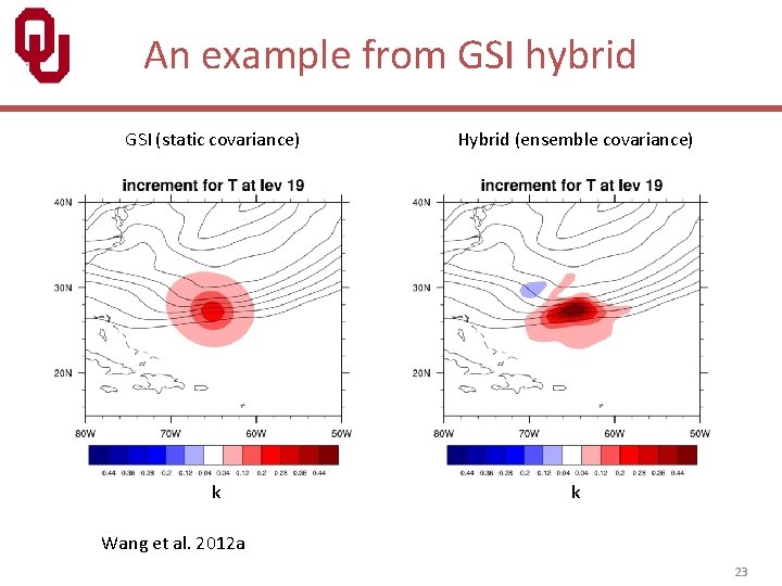 An example from GSI hybrid GSI (static covariance) Hybrid (ensemble covariance) K k k