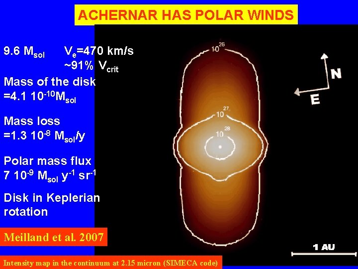 ACHERNAR HAS POLAR WINDS 9. 6 Msol Ve=470 km/s ~91% Vcrit Mass of the