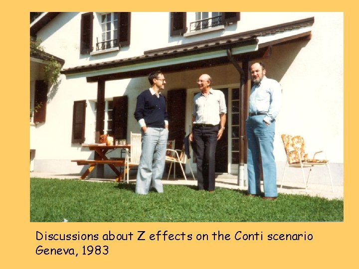 Discussions about Z effects on the Conti scenario Geneva, 1983 