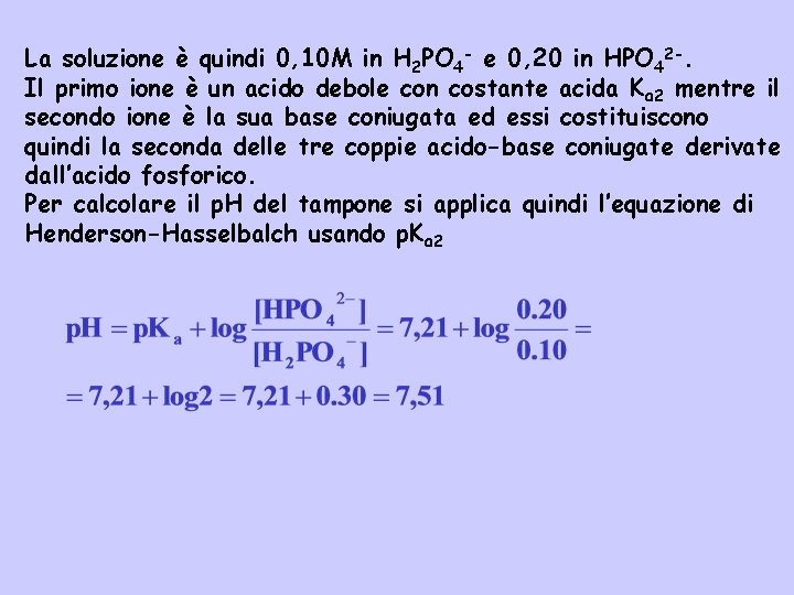 La soluzione è quindi 0, 10 M in H 2 PO 4 - e