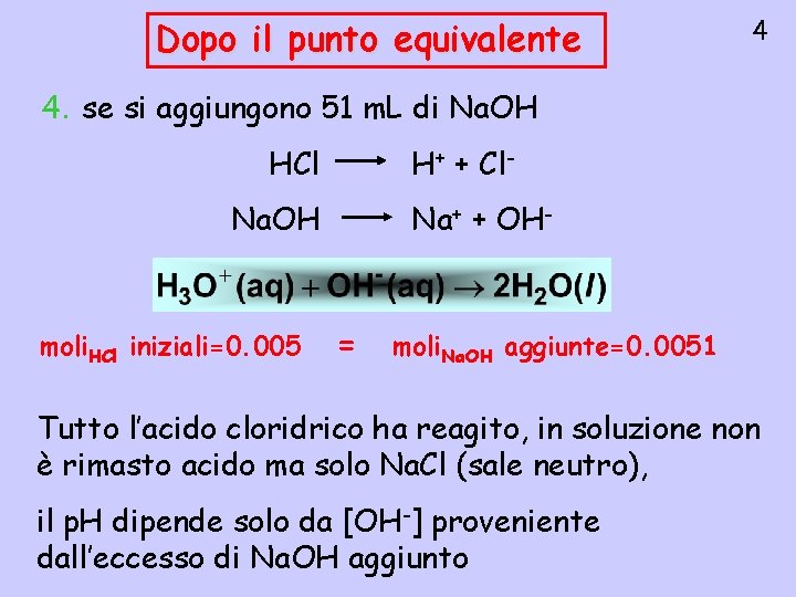 Dopo il punto equivalente 4 4. se si aggiungono 51 m. L di Na.