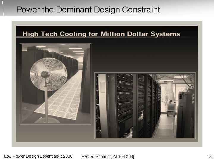 Power the Dominant Design Constraint Low Power Design Essentials © 2008 [Ref: R. Schmidt,