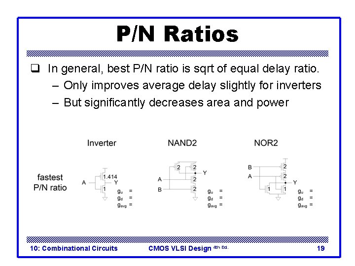 P/N Ratios q In general, best P/N ratio is sqrt of equal delay ratio. P/N Ratios q In general, best P/N ratio is sqrt of equal delay ratio.
