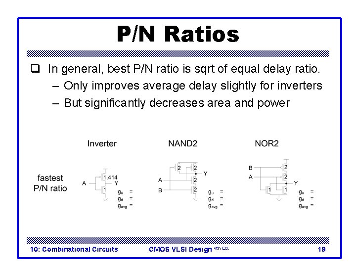 P/N Ratios q In general, best P/N ratio is sqrt of equal delay ratio.