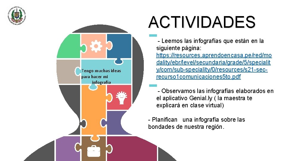 ACTIVIDADES Tengo muchas ideas para hacer mi infografía - Leemos las infografías que están