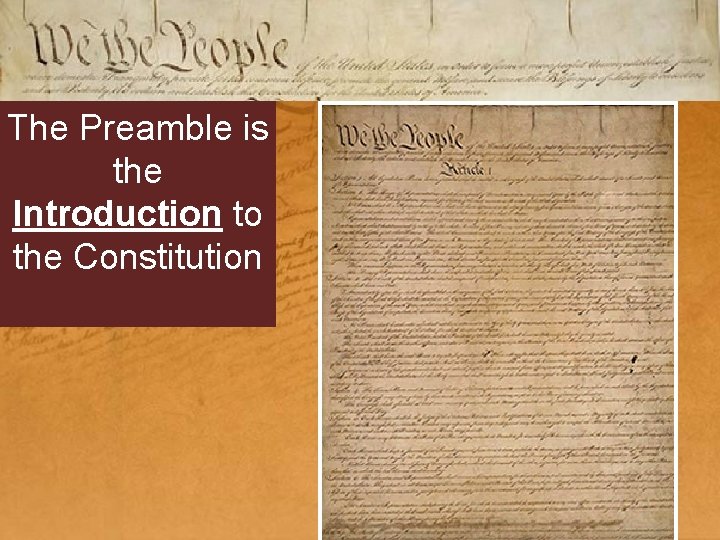 The Preamble is the Introduction to the Constitution 