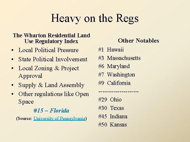 Heavy on the Regs The Wharton Residential Land Use Regulatory Index • Local Political