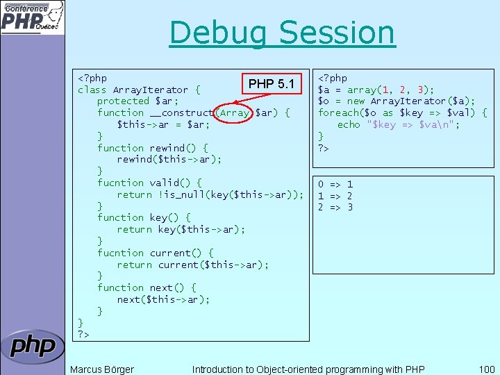Debug Session <? php PHP 5. 1 class Array. Iterator { protected $ar; function