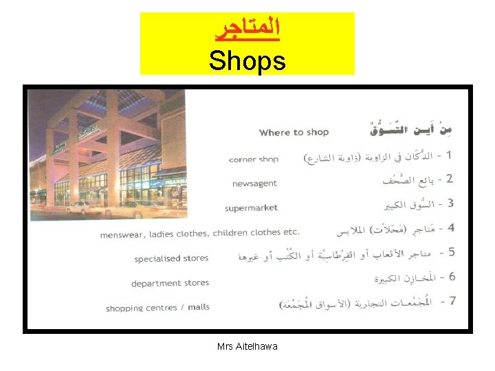  ﺍﻟﻤﺘﺎﺟﺮ Shops Mrs Aitelhawa 