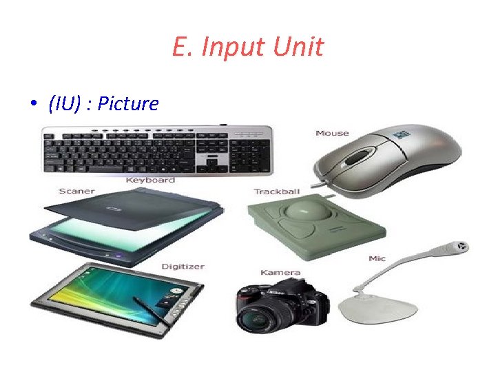 E. Input Unit • (IU) : Picture E. Input Unit • (IU) : Picture