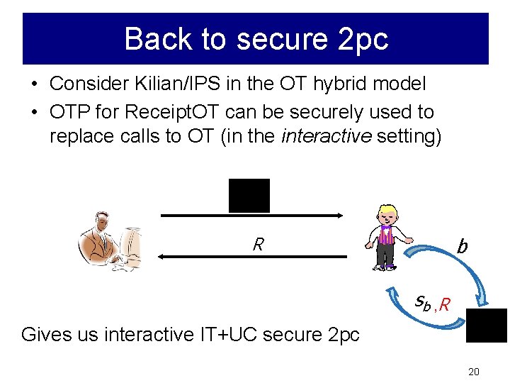 Back to secure 2 pc • Consider Kilian/IPS in the OT hybrid model •