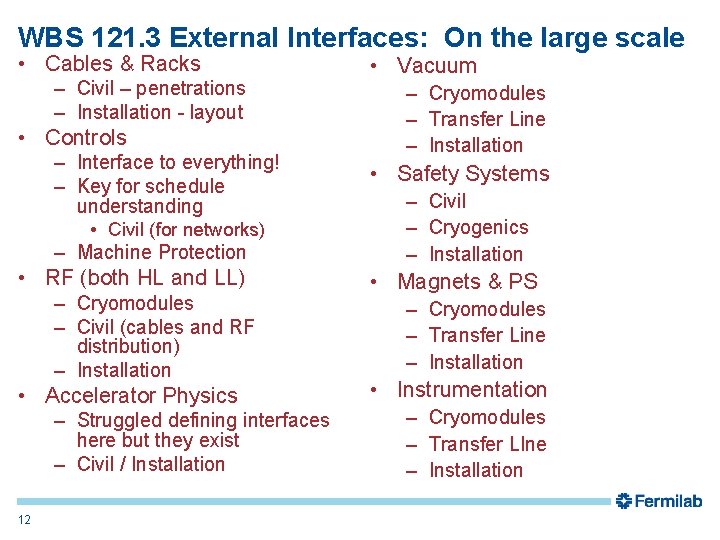 WBS 121. 3 External Interfaces: On the large scale • Cables & Racks –