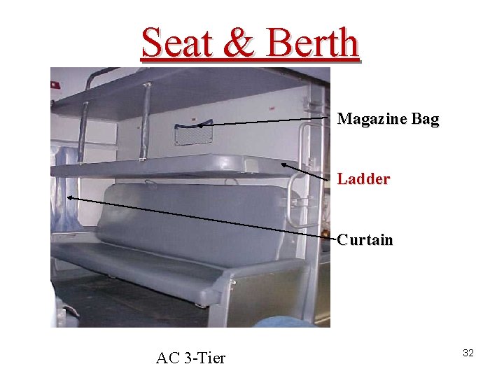 Seat & Berth Magazine Bag Ladder Curtain AC 3 -Tier 32 