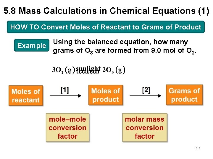 5. 8 Mass Calculations in Chemical Equations (1) HOW TO Convert Moles of Reactant