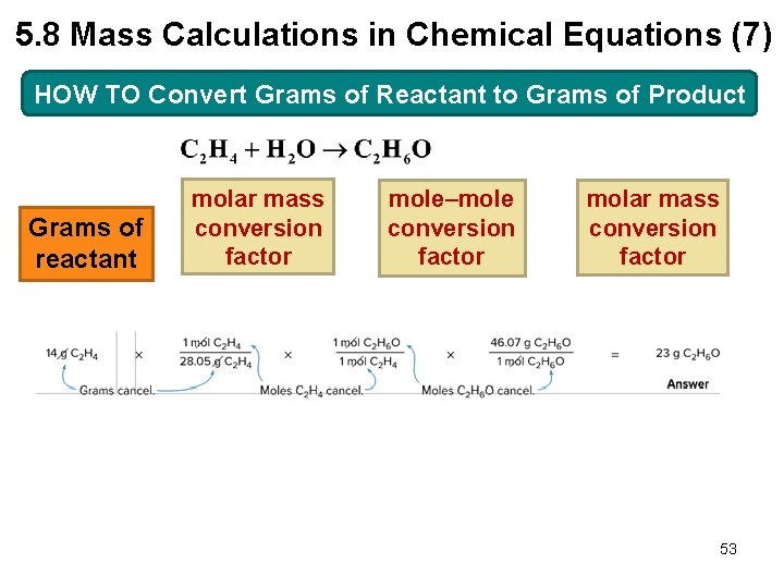 5. 8 Mass Calculations in Chemical Equations (7) HOW TO Convert Grams of Reactant