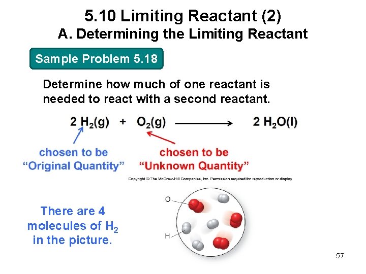 5. 10 Limiting Reactant (2) A. Determining the Limiting Reactant Sample Problem 5. 18