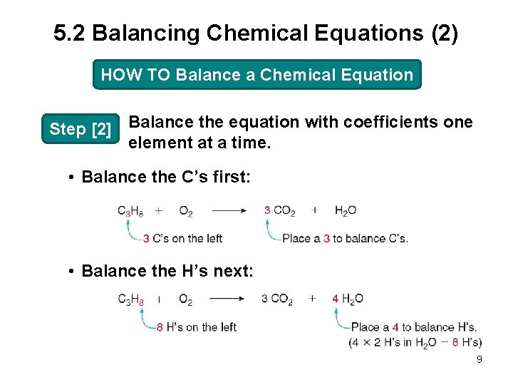 5. 2 Balancing Chemical Equations (2) HOW TO Balance a Chemical Equation Step [2]