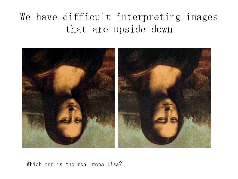 We have difficult interpreting images that are upside down Which one is the real