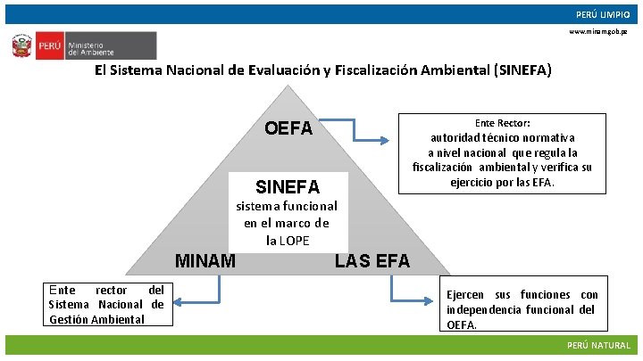 PERÚ LIMPIO www. minam. gob. pe El Sistema Nacional de Evaluación y Fiscalización Ambiental