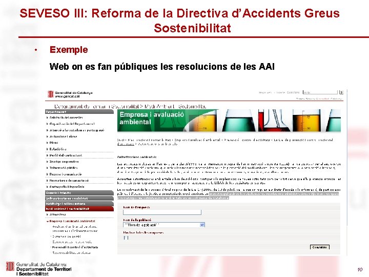 SEVESO III: Reforma de la Directiva d’Accidents Greus Sostenibilitat • Exemple Web on es