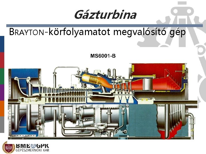 Gázturbina BRAYTON-körfolyamatot megvalósító gép 