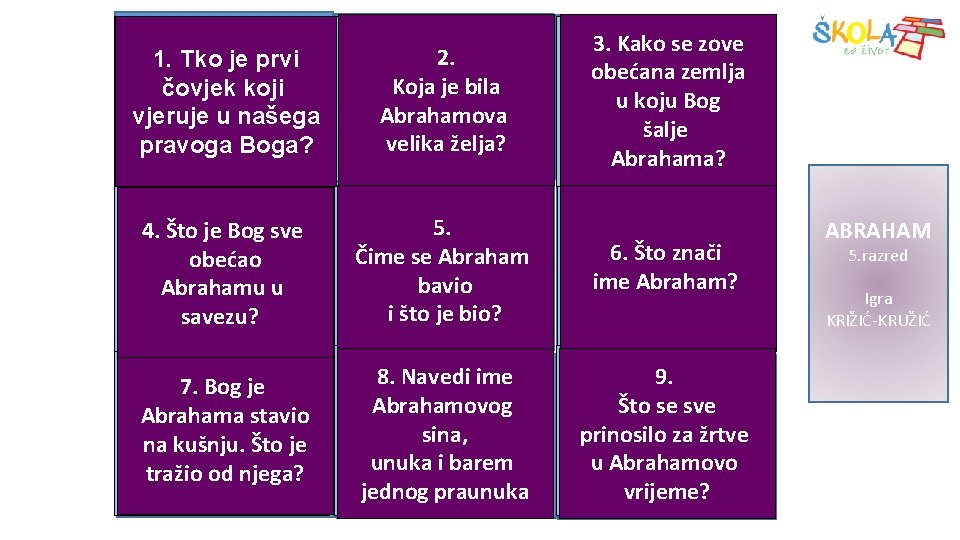 x x x x x 3. Kako se zove obećana zemlja u koju Bog