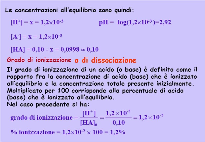 o di dissociazione 