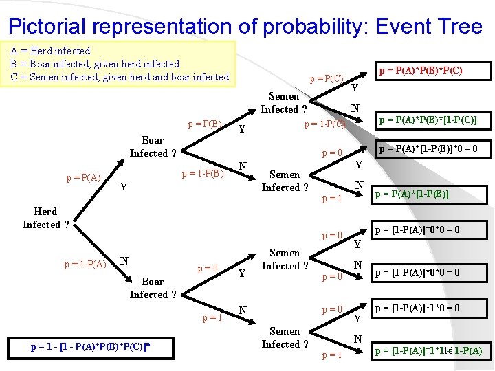 Pictorial representation of probability: Event Tree A = Herd infected B = Boar infected,