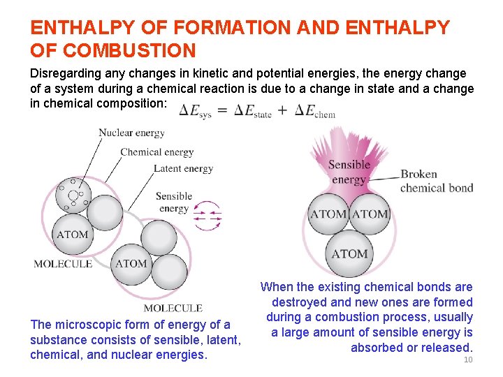 ENTHALPY OF FORMATION AND ENTHALPY OF COMBUSTION Disregarding any changes in kinetic and potential