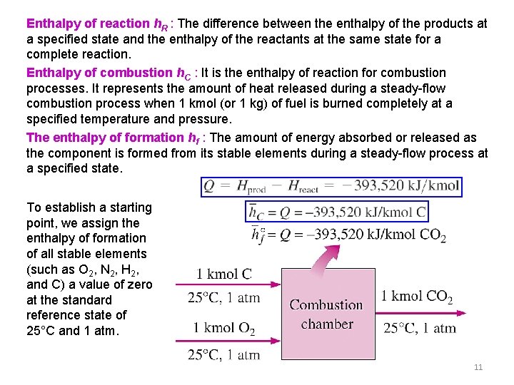 Enthalpy of reaction h. R : The difference between the enthalpy of the products