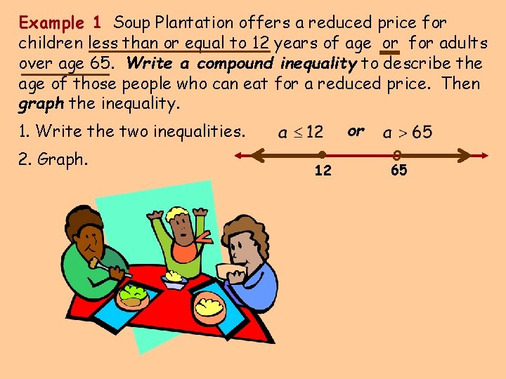 Example 1 Soup Plantation offers a reduced price for children less than or equal