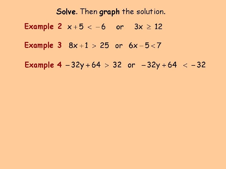 Solve. Then graph the solution. Example 2 Example 3 Example 4 