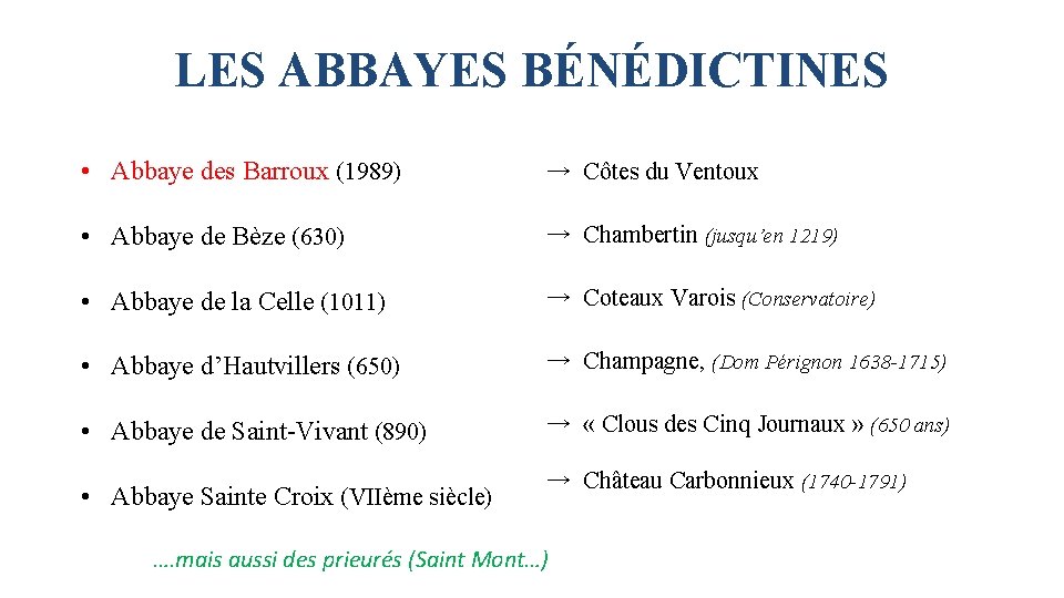 LES ABBAYES BÉNÉDICTINES • Abbaye des Barroux (1989) → Côtes du Ventoux • Abbaye LES ABBAYES BÉNÉDICTINES • Abbaye des Barroux (1989) → Côtes du Ventoux • Abbaye