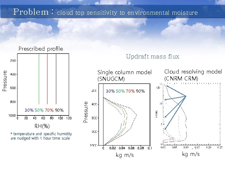 Problem : cloud top sensitivity to environmental moisture Prescribed profile Updraft mass flux Pressure