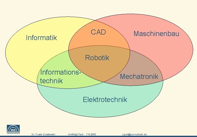 CAD Informatik Maschinenbau Robotik Informationstechnik Mechatronik Elektrotechnik Universität Rostock, FB Elektrotechnik und Informationstechnik Institut